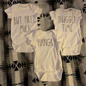 Rae Dunn baby girl set of 3 onesies